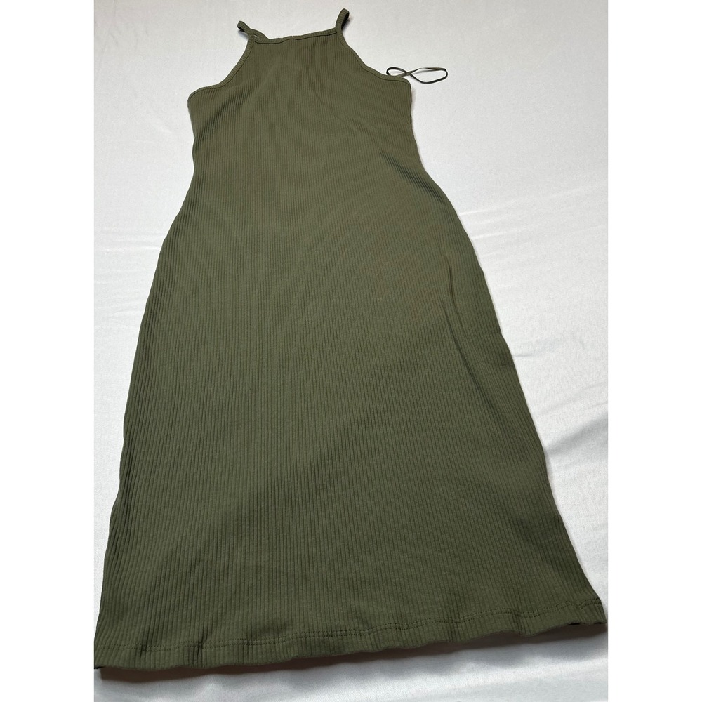 Rue21 Ambiance Olive Green Ribbed Knit Sleeveless Midi Bodycon Dress Large NEW